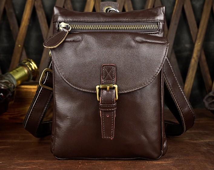 Cool Mens Leather Side Bag Belt Pouch Holster Belt Case Pack Waist Pouch for Men