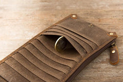 Cool Canvas Leather Mens Bifold Long Cards Wallet Long Wallet for Men - imessengerbags