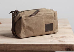 Large Canvas Green Mens Clutch Bag Zipper Wristlet Bag Phone Purse for Men