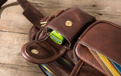 Coffee Cool Leather Fanny Packs Mens Waist Bag Hip Pack Belt Bag for Men