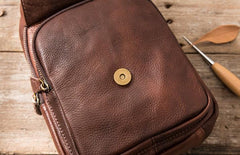 Coffee Leather Mens Sling Bag Sling Shoulder Bags Sling Backpacks for men - imessengerbags