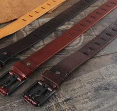 Genuine Leather Punk Rock Biker Trucker Mens Belt Men Black Coffee Belt for Men - imessengerbags
