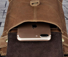 Mens Leather Small COURIER BAG Side Bag Waist Bag Holster Belt Case Belt Pouch for Men - imessengerbags