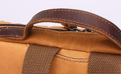 Waxed Canvas Leather Mens Cool Backpack Canvas Handbag Canvas Shoulder Bag for Men
