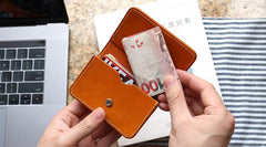 Cool Leather Mens Card Wallet Front Pocket Wallets Small Change Wallet for Men