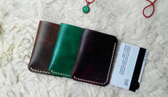 Mens Leather Slim Front Pocket Wallets Leather Cards Wallet for Men - imessengerbags