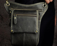 Mens Leather Biker Drop Leg Bag Waist Bag Belt Pouch Pack Side Bag for Men