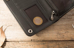 Cool Black Wristlet Wallet Leather Mens Long Wallet Long Wallet for Men - imessengerbags