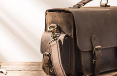 Coffee Vintage Leather Mens Camera Messenger Bag Crossbody Camera Bags for Men - imessengerbags