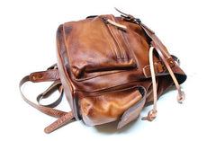 Handmade Cool Leather Mens Backpack Travel Backpacks Laptop Backpack for men