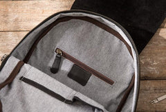 Black Cool Mens Leather Backpacks Travel Backpacks Laptop Backpack for men - imessengerbags