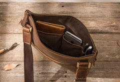 Vintage Leather Mens Cool Messenger Bag Shoulder Bags  for Men