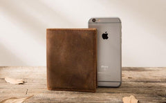 Cool Leather Vintage Mens Slim Small Wallets Zipper billfold Wallets for Men - imessengerbags