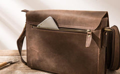 Cool Brown Vintage Leather Mens Messengers Bag Shoulder Bag for Men
