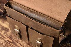 Handmade Leather Mens Cool Shoulder Bag Messenger Bag Chest Bag Bike Bag Cycling Bag for men - imessengerbags