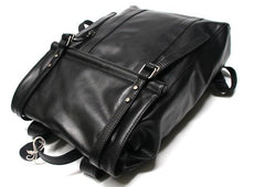 Black Leather Mens Backpack Travel Backpacks Laptop Backpack for men - imessengerbags