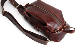 Genuine Leather Mens Cool Chest Bag Sling Bag Crossbody Bag Travel Bag Hiking Bag for men - imessengerbags