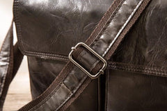 Cool Black Leather Mens Messenger Bag Vintage Shoulder Bag for Men