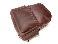 Vintage Coffee Mens Leather Backpack Travel Backpacks Laptop Backpack for men - imessengerbags