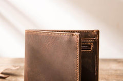 Vintage Leather Mens Small Wallets Bifold Slim billfold Wallet for Men - imessengerbags