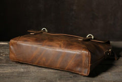 Handmade Leather Mens Cool Messenger Bag Briefcase Work Bag Business Bag Laptop Bag for men - imessengerbags