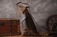 Genuine Leather Mens Cool Chest Bag Sling Bag Crossbody Bag Travel Bag Hiking Bag for men