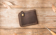 Handmade Leather Mens Small Wallets Bifold Slim Front Pocket Wallet for Men