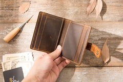 Leather Mens Card Holder Slim Front Pocket Wallets Card Wallet for Men - imessengerbags