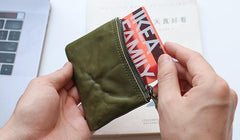 Leather Mens Zipper Front Pocket Wallet Small Wallet Card Wallet Change Wallet for Men