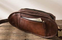 Coffee Cool Leather Fanny Packs Mens Waist Bag Hip Pack Belt Bag for Men