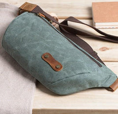 Gray Cool Canvas Mens Sling Bag Chest Bag One Shoulder Packs for men