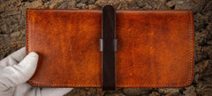 Handmade Leather Mens Clutch Wallet Cool Leather Wallet Long Phone Wallets for Men