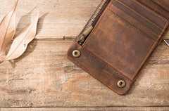 Cool Leather Mens Slim Small Wallets Bifold Vintage billfold Wallet for Men