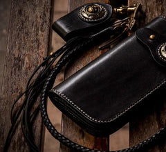 Handmade Leather Mens Chain Biker Wallet Cool Leather Wallet With Chain Wallets for Men - imessengerbags