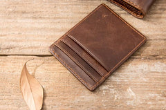 Cool Leather Mens Small Wallets Bifold Vintage billfold Wallets for Men - imessengerbags