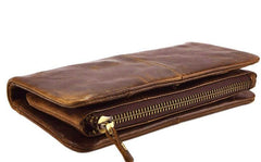 Cool Leather Mens Long Wallet Vintage Leather Long Wallet for Men - imessengerbags