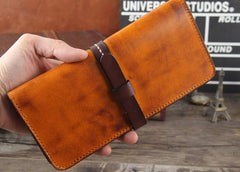 Handmade Leather Mens Cool Wallet Long Leather Wallet Phone Wallet for Men - imessengerbags