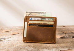 Leather Mens Slim Cards Holder Front Pocket Wallets Card Wallet for Men