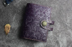 Handmade Leather Floral Mens Cool Short Wallet Card Holder Small Card Slim Wallets for Men