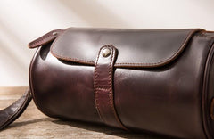Cool Leather Mens Barrel Shoulder Bag Coffee Messenger Bags for Men - imessengerbags
