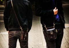Leather Belt Pouch Mens Small Cases Waist Bag Hip Pack Belt Bag Fanny Pack Bumbag for Men - imessengerbags