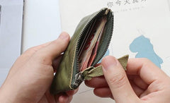 Leather Mens Zipper Front Pocket Wallet Small Wallet Card Wallet Change Wallet for Men