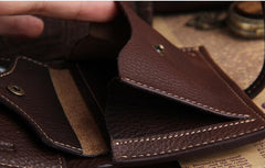 Genuine Leather Mens Cool Slim Long billfold Leather Wallet Men Small Wallets Bifold for Men - imessengerbags