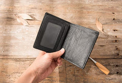 Braided Leather Mens Small Wallets Bifold Slim Front Pocket Wallet for Men - imessengerbags