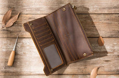 Vintage Cool Mens long Wallet Leather Wallet Long Wallet for Men - imessengerbags