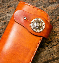 Handmade Long Wallet Mens Cool Leather Chain Wallet Biker Trucker Wallet with Chain - imessengerbags
