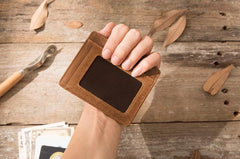 Leather Mens Slim Card Holder Front Pocket Wallets Card Wallet for Men - imessengerbags