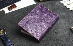 Handmade Leather Floral Mens Cool Short Wallet Passport Card Holder Small Card Slim Wallets for Men - imessengerbags