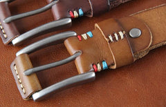 Genuine Leather Punk Rock Biker Trucker Mens Belt Men Black Coffee Belt for Men - imessengerbags