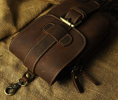 Small Mens Leather Belt Pouch Holsters Belt Case Cell Phone Waist Pouch for Men